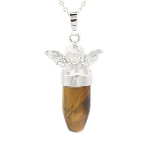 Natuurlijke kristallen edelsteen engel kogel stenen hanger ketting voor dames en meisjes mode-sieraden met twee kettingen316R