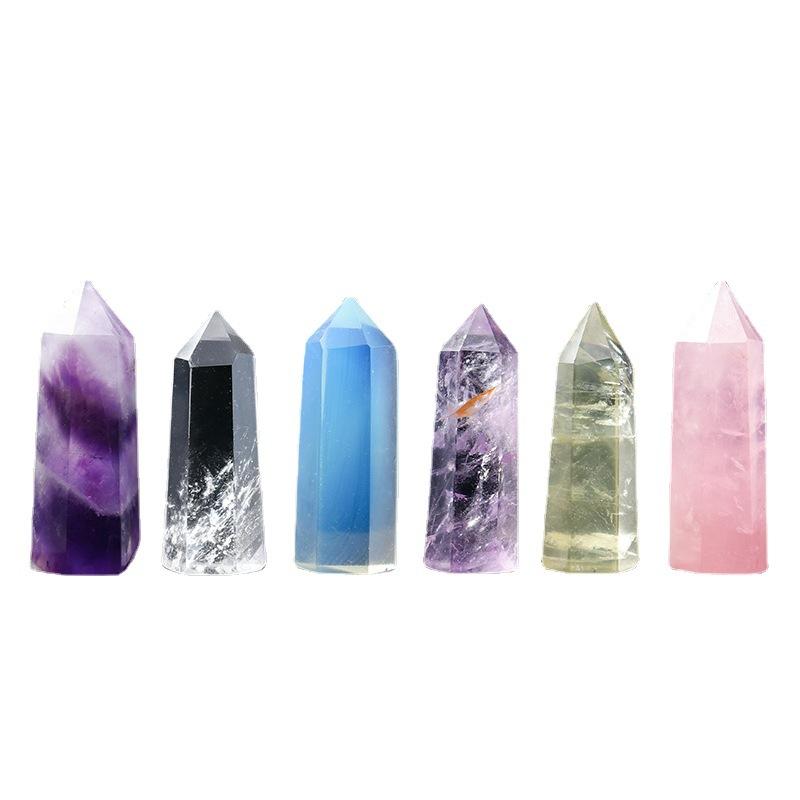 Pilar de cristal natural Artes de energía Varita de piedra Reiki Obelisco Torre de cuarzo Gémica Punto de cristal de más de 40 variedades