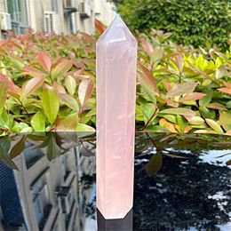 Natuurlijk kristal Roze kristallen pijler Standbeeld Carving Quartz Handgemaakte ambachten Reiki Gem Gift Home