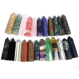 Natural Crystal Point Arts Ornament Mineral Chakra Healing Wands Reiki Energy Stone Six-Sided Quartz Pillar Magic Wand Novely Gifts