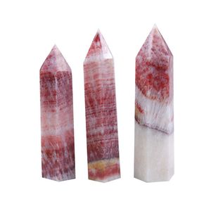 Rodolita de punta de cristal natural, adornos artesanales de piedra en bruto, habilidad, pilar de cuarzo, varitas curativas minerales, torre de energía Reiki