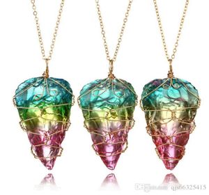 Cristal naturel Quartz point de guérison Chakra perle collier de pierres précieuses pendentif original style de pierre naturelle pendentif colliers bijoux 9633075