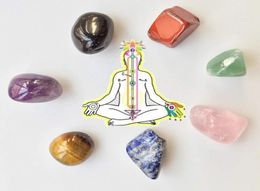 Natuurlijk kristal Reiki Chakra Healing Stones Chakra Case Set van 7 Chakra Stenen natuurstenen en mineralen6475768