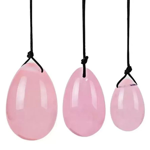 Cristal naturel Rose Quartz Yoni Oeufs pour Femme Vagin Guérison Massage Puissance Pierre Yoni Oeuf Sex Toy RRE14771