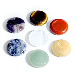 Natuurlijk kristal zeven kleuren steen 18 mm ronde stuk genezing Reiki yoga kralen ornament ambacht amethist topaz tas set