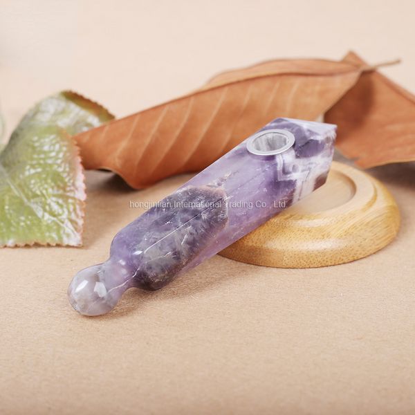 Tube à fumer en cristal naturel Original Diamond Dream Amethyst Pipe Simple Fashion Cigarette Holder Fabricant Ventes directes