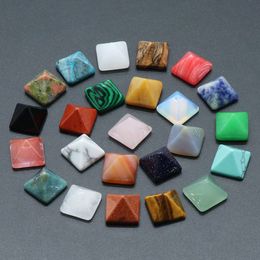 Pyramide en pierre de cristal naturelle de 14mm, fabrication de bijoux pour le visage, Quartz Rose, perle turquoise, perle d'énergie de Yoga pour ornements de guérison des chakras