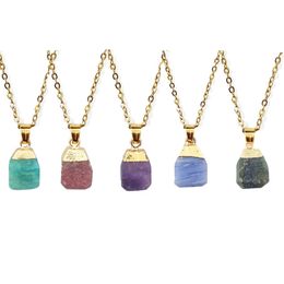 Natuurlijke Crystal Stone Handmade Gold vergulde hangende kettingen met ketting voor vrouwen Girl Party Club Decor Birthday Sieraden