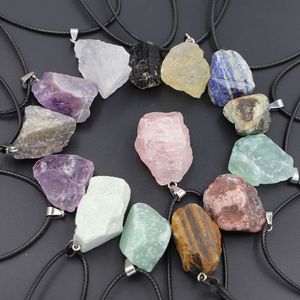 Natuurlijke kristalsteen onregelmatige rauwe erts hangerse energie genezing edelsteen Amazoniet amethist ketting charmes vrouwen sieraden