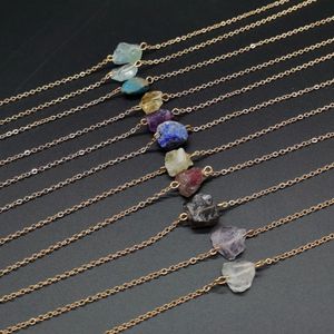 Natuurlijke kristalsteen onregelmatigheid hanger ketting reiki genezing lapis lazuli tijger's oog roze kwarts kristal amethisters kettingen voor vrouwelijke sieraden