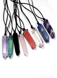 Collier de pendentif en pierre de cristal naturel Party Faver Crafts Fashion Gemstone Crystal Piliers Colliers Yoga Reiki Healing5512004
