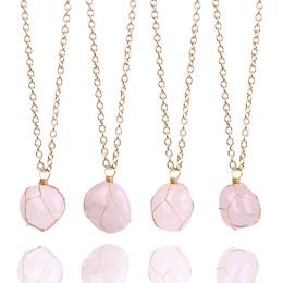 Alambre de cristal natural Bobinado Piedra áspera Irregular Mineral crudo Colgante Energía Curación Piedra preciosa Amazonita Amatista Collar Encantos Joyería de las mujeres