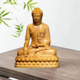 Natuurlijke cipres Lndia Shak yamuni Boeddha karakters beeldjes handgesneden massief hout thuis kamer kantoor Feng ShuiDecoration standbeeld 231227