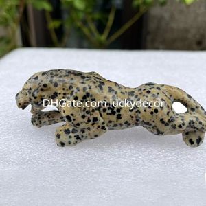 Naturel Dalmation Jaspe Léopard Figurine Collection Décor Incroyable Obsidienne Noire Larvikite Spectrolite Calligraphie Pierre Animal Statue Sculpture Cristal Cadeau