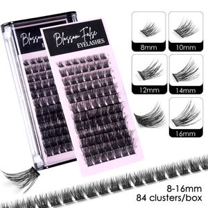 Extensions de cils segmentés, naturels, denses, 84 grappes, 8-16mm, greffés réutilisables, faits à la main, lumière douce, individuels