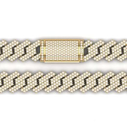 Bracelet Hip Hop en diamant naturel, chaîne à maillons cubains, bijoux fins en or jaune Rose et blanc massif 14K