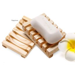 Platos naturales soporte para el baño de baño bandeja de bambú bandeja de madera evidente de madera caja de desagüe herramientas de baño de baño 0418