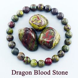 Dragón Natural Sangre Stone Pulseras elásticas Mujeres Men Charm Dinosaur Jasper Beads Healing Joyería Meditación de yoga Bangle Gift 240423