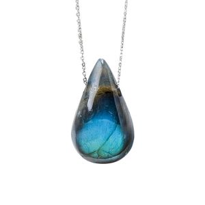 Pierre naturelle allongée art pierre de clair de lune chakela reiki pendentif en cristal de guérison collier goutte d'eau pendentifs en pierre brute avec chaîne