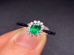 Natural Emerald authentine 925 Sterling Silver Lames039 Engagement Symple de bague avec certificat7384265