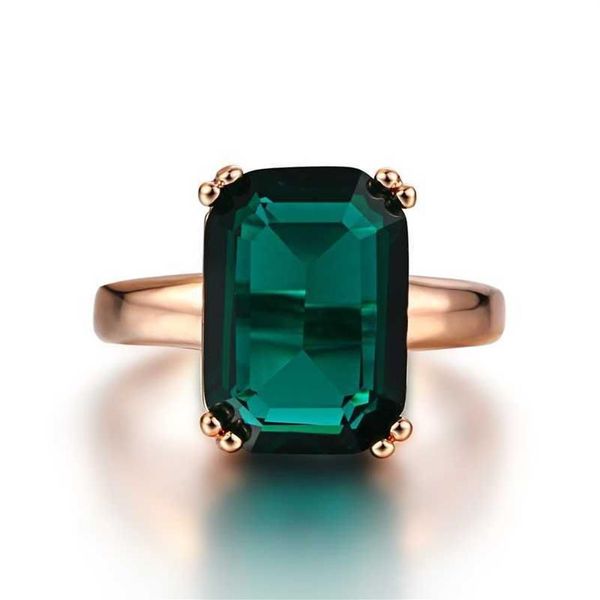 Bague émeraude naturelle bagues en diamant Zircon pour femmes bagues de mariage de fiançailles avec bague en pierre précieuse verte 14K or Rose bijoux fins264A