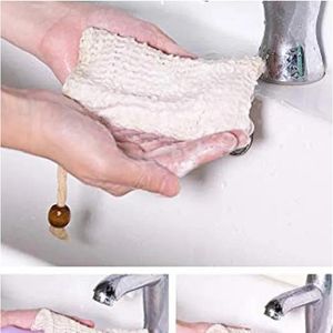Natuurlijke exfoliërende mesh zeep Savers Bag Scrubbers Zakje Holder voor douchebadschuimen en droog herbruikbaar bad met trekstringbubbel Pocket9*14 cm DHL