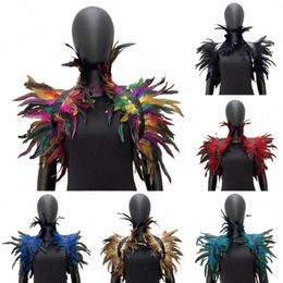 Natuurlijke veer Shrug Shrug Shawl Women Feather Shoulder Wrap Cape Victorian Cosplay Party Props Stage Performance Feather Accessies Q6FR#