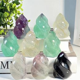 Varilla de cristal de fluorita Natural, piedra de cristal, decoración de antorcha curativa de un solo punto