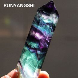 Crystal de fluorite naturel coloré à rayures à rayures Fluorite 4-7 cm Quartz Point cristallin Point guéris
