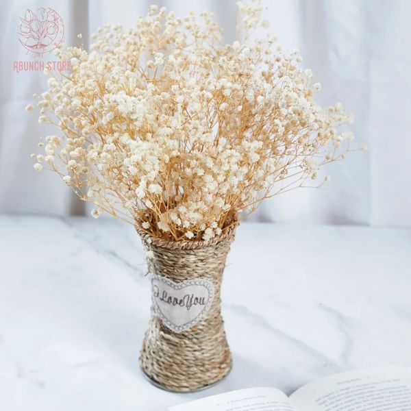 Fleurs préservées séchées naturelles naturelles Mariage boho décoration intérieure Gypsophile Éternel Baby Breath Bouquet Valentines Gift Paniculata 240422