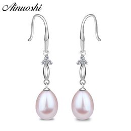 Boucle d'oreille rose perle en eau douce naturelle avec des boucles d'oreilles en argent sterling sterling à 925 véritable 925 pour femmes engagement Y200107