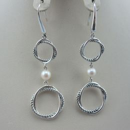 Boucles d'oreilles à tige en argent sterling 925 avec perles d'eau douce naturelles, créoles à maillons ronds, bijoux fins, pavé de diamants, accessoires infinis, cadeau de fête