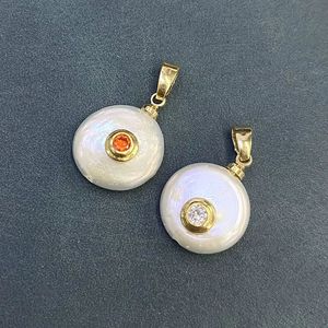 Naturel Eaux douce perle plate ronde perle pavé blanc rouge cads charmes pendentif pour femmes bijoux de mode bricolage 240424