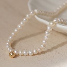 Collier de perles d'eau douce naturelles, ras du cou, chaîne de clavicule, collier de perles de mariage élégant pour femmes, bijoux à la mode