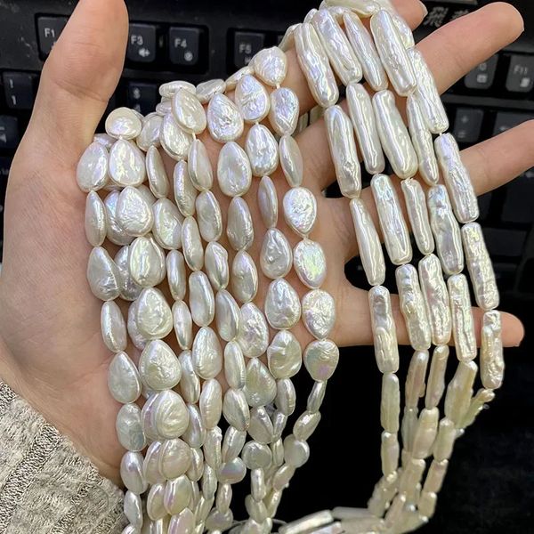 Perle d'eau douce naturelle en forme de goutte d'eau, longue bande de perles amples pour femmes, bricolage de collier fin, fournitures de fabrication de bijoux 240106