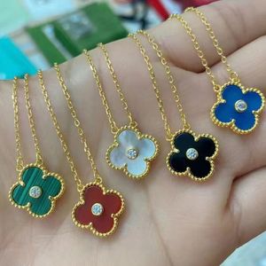 Natuurlijk fritillaria klaver ketting merk luxe vier pagina's bloemen diamanten ketting mode klassieker hang ketting ontwerper dames sieraden geschenken