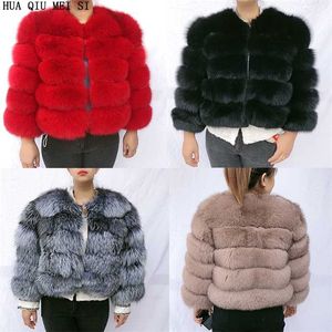 Manteau de fourrure naturelle veste d'hiver pour femme naturel de haute qualité réel 211018