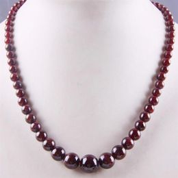 Collier de perles rondes graduées en grenat naturel, 17 pouces, bijoux pour cadeau, chaînes F190223p