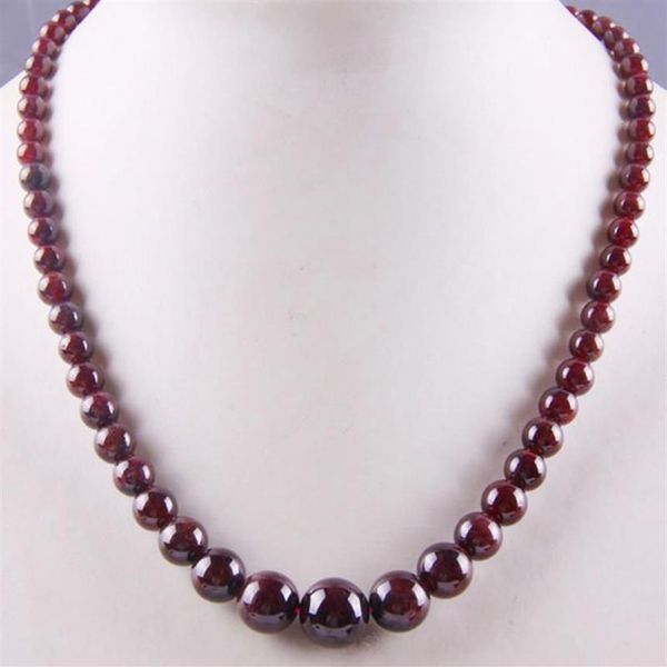 Collier de perles rondes graduées en grenat naturel, 17 pouces, bijoux pour cadeau, chaînes F190272Z
