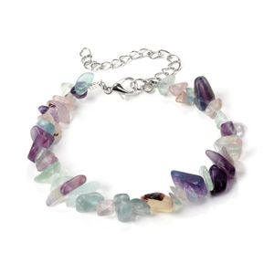 Bracelets de perles de pierre gemme naturelle Bracelet de puce de cristal de fluorite d'améthyste irrégulière Bracelets Bracelet de quartz pour les femmes