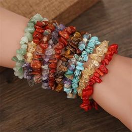 Bracelets en pierre précieuse naturelle, cristal irrégulier, perles extensibles, pépites, bracelets à Quartz Chakra, cadeau pour femmes, mode
