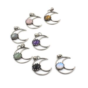 Gema Natural piedra cristal amatista media luna colgante collar joyería para hombres mujeres regalo de fiesta accesorios de moda BH019