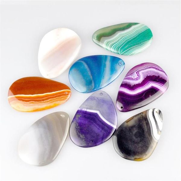 Mélange de pierres précieuses naturelles semi-précieuses, perles d'agate à rayures, pendentif en forme de larme, breloques pour la fabrication de colliers, 2793