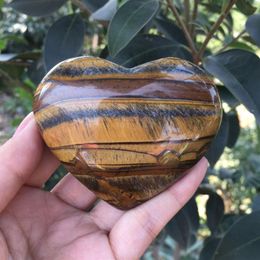 Piedra preciosa Natural corazón Ojo de Tigre cristal de cuarzo en forma de corazón juego reiki piedras naturales curativas y minerales como regalo 192b