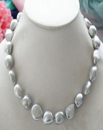 Natural authentique 910 mm Silver Gris Baroque Collier de perles d'eau douce 185687660