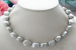 Natural authentique 910 mm Silver Grey Baroque Collier de perles d'eau douce 181710451