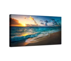 Natuurgoud Strand Zonsondergang Landschap Posters en Prints Muurkunst Foto's Schilderij Muurkunst voor Woonkamer Home Decor Ingelijst Unfra1096148