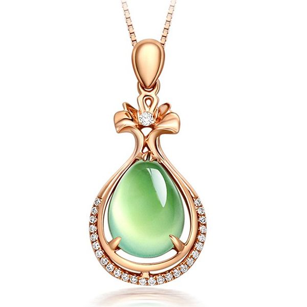 Naturel Raisin Vert Pierre Pendentifs Colliers pour Femmes Bijoux Rose Or Collier De Mode Lien Chaînes Charme Collier