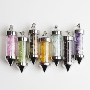 Natuurlijke grind Crystal Bullet Shape Chakra Stone Charms Rose Quartz Hangers voor Sieraden Accessoires DIY Making Groothandel