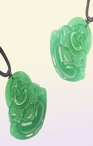 Natuurlijke groene chalcedony lachende Boeddha jade hanger ketting sieraden cadeau edelsteen hele1503756